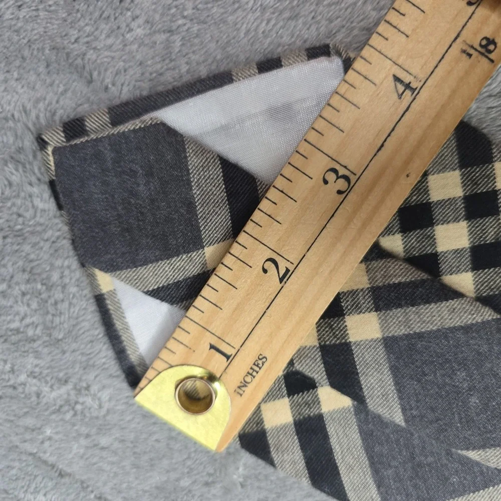 Vintage Polo Ralph Lauren Tie Gray Plaid Cotton Black Pony Logo Made in USA